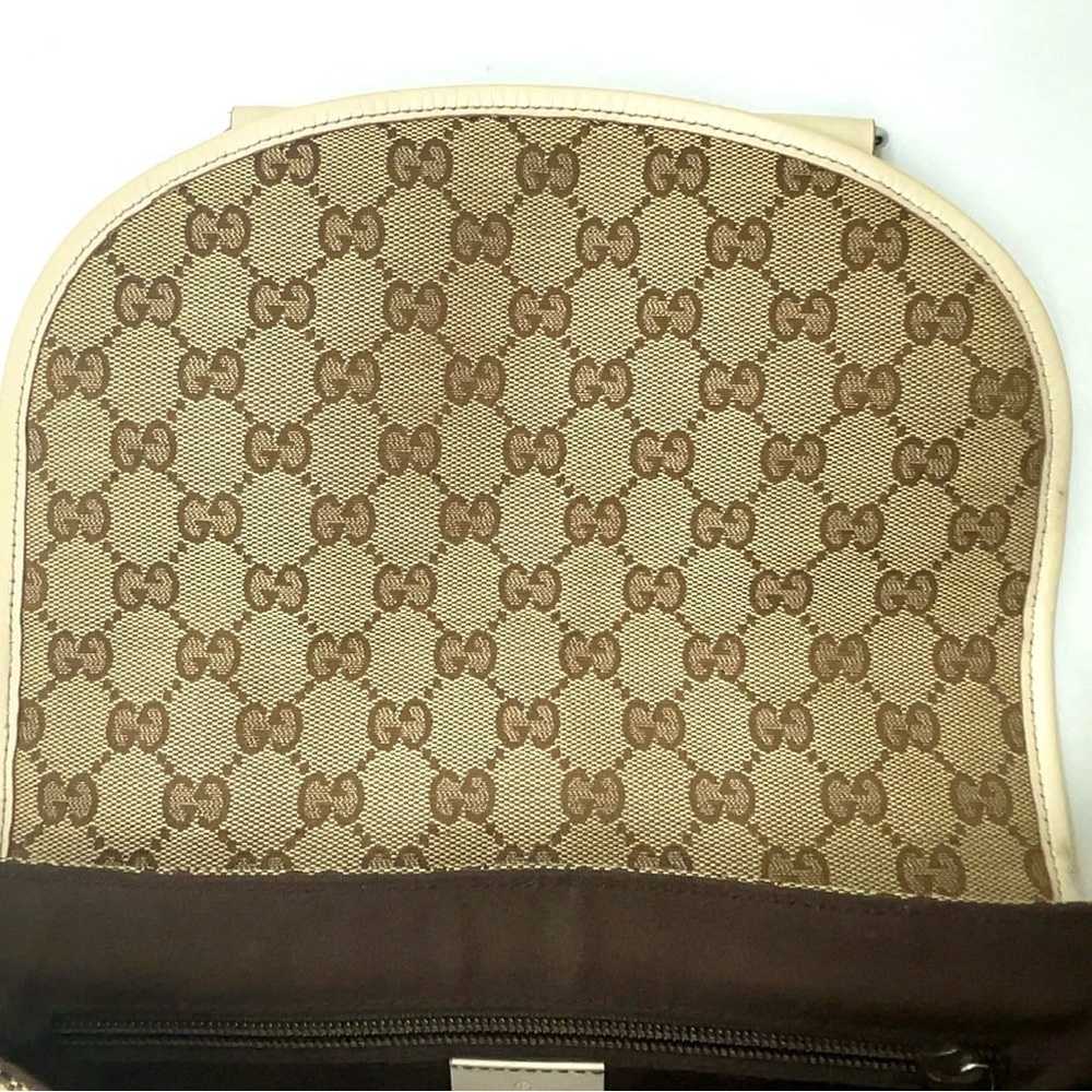 Authentic GUCCI Monogram Brown and Cream Crossbody Bag with Monogram Canvas - Picture 9 of 13